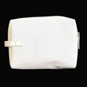 Strivectin Cosmetic Makeup Travel Bag White Perforated Faux Leather - Lined